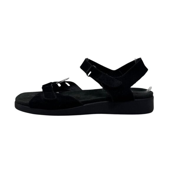 Rockport Black suede low sandals size 10W 10 Wide adjustable straps - Picture 5 of 11